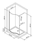 SAMO Open sway, box doccia con una sola anta fissa arrotondata. Vano di accesso alla doccia senza porte.Cristalli da 8 mm