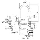 RUBINETTERIA PAFFONI,Quattro, Batteria lavabo con bocca alta