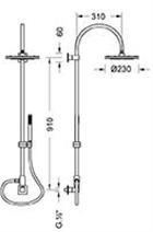 NUOVA OSMO dado, colonna doccia in ottone, braccio a ponte girevole, deviatore minimalista, con soffione inox 230x230 mm