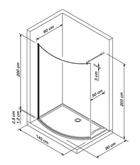 SAMO Open surf, box doccia con una sola anta fissa arrotondata. Vano di accesso alla doccia senza porte.Cristalli da 8 mm