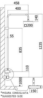 RUBINETTERIA PAFFONI, LEVEL PLUS , colonna doccia fissa con deviatore, soffione, doccetta, miscelatore e flessibile 