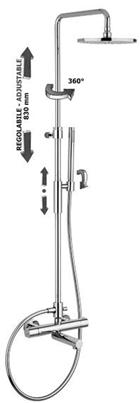 RUBINETTERIA PAFFONI, BIRILLO , colonna doccia regolabile con deviatore, set doccia completo. Miscelatore termostatico. Set doccia completo 